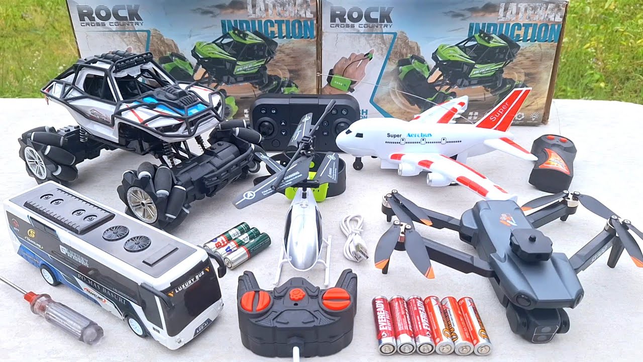 RC Drone Unboxing Test Review | Rc Rock Crawler,Rc Helicopter,Rc Plane & Rc Car Jet Bus Unboxing