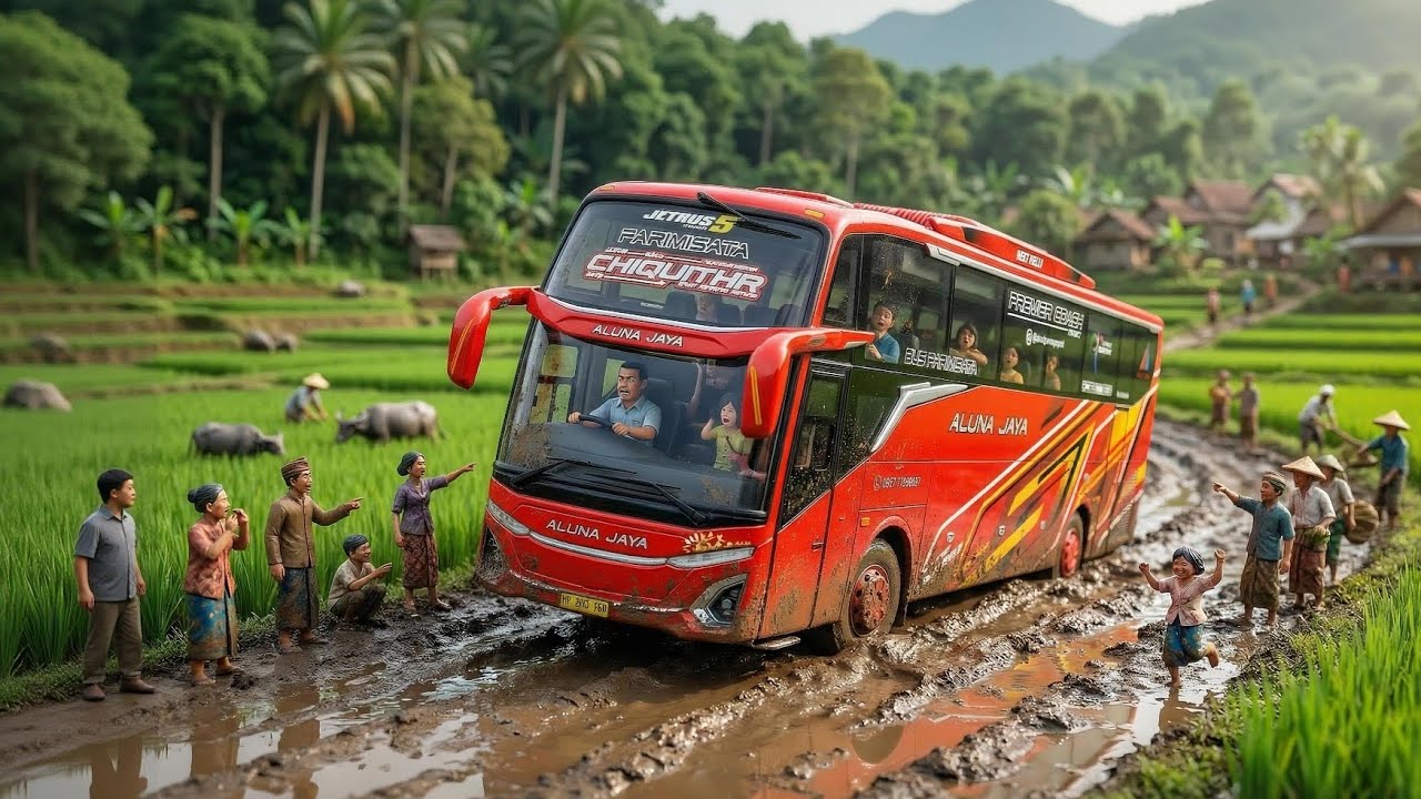 Perjalanan Ekstrem Bus Aluna Jaya 🚌 Terobos Lumpur Menuju Dieng | Diorama Miniatur Super Realistis