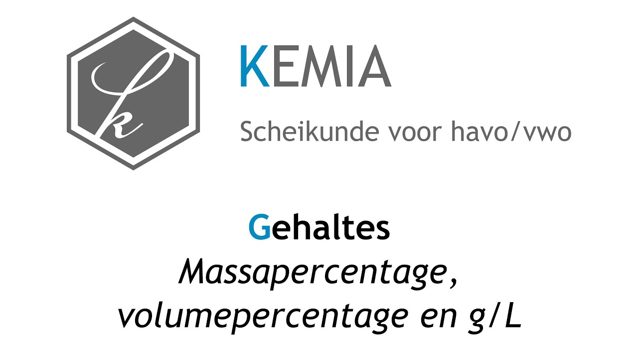 Gehaltes: Massapercentage, volumpercentage en g/L