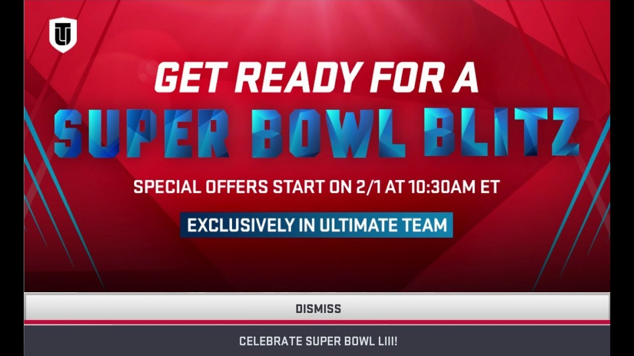 SUPER BOWL BLITZ PROMO COMING TOMORROW! WHAT ARE YOU HOPING FOR? MADDEN 19 ULTIMATE TEAM