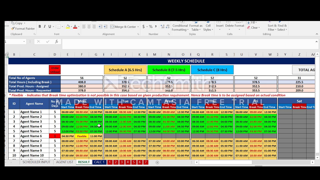 Call Center Staff Scheduler or Workforce Management Tool using Excel / VBA