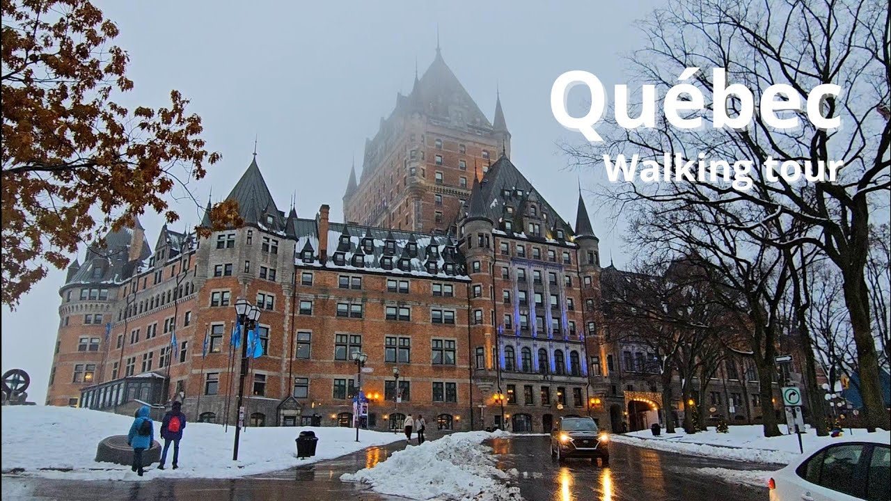 Walking in Quebec city ❄ | Petit Champlain | Château Frontenac | Place d'Youville | Tour 2023 [UHD]
