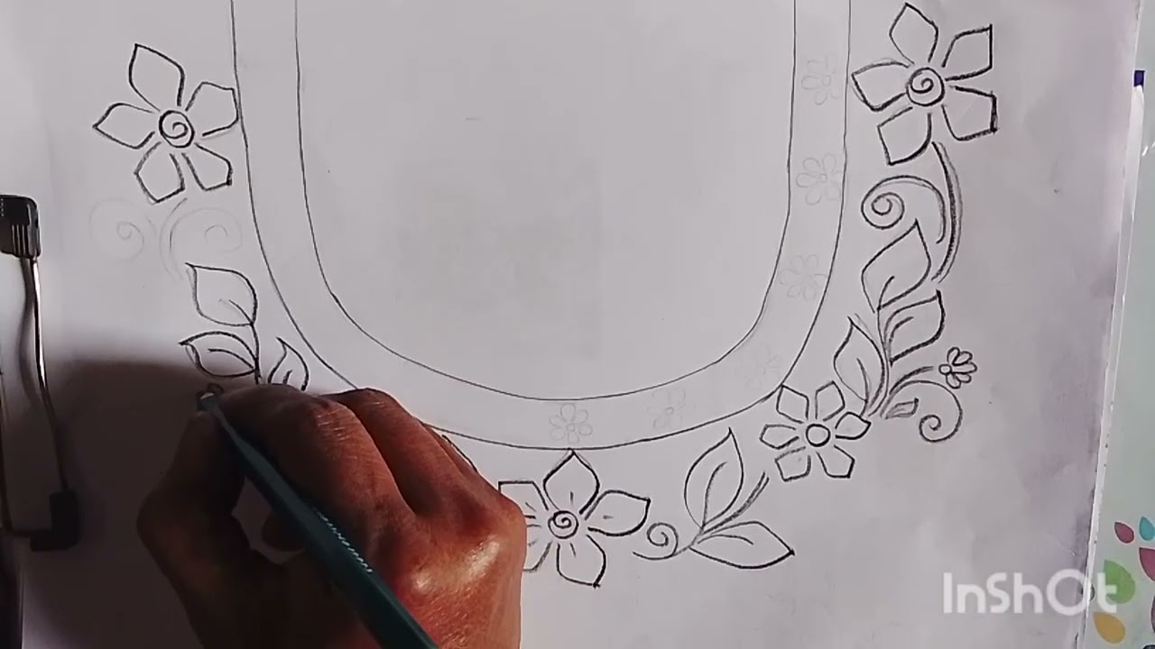 Embroidery neck line drawing for blouse,dress 