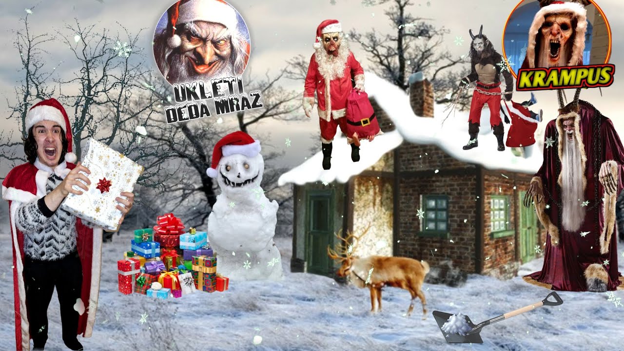 UKLETI DEDA MRAZ SE POTUKAO SA KRAMPUSOM!(pali su sa krova moje kuće i POČELI ME NAPADATI U SNJEGU)