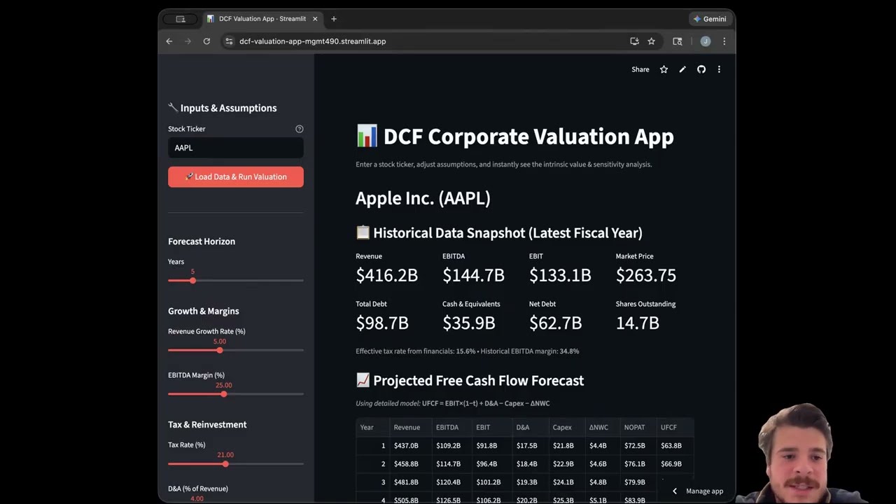 DCF Valuation App explanation
