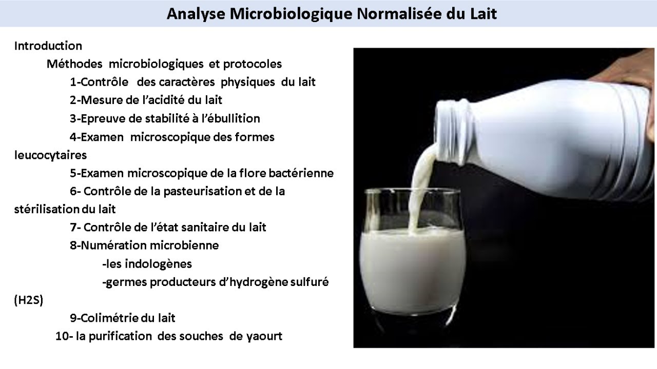 Analyse Microbiologique et Normalis&eacute;e du Lait