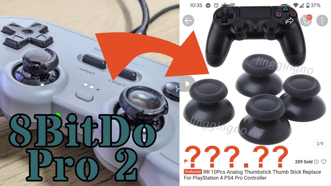 8BitDo Pro 2 Bluetooth Controller Thumb Sticks Disassembled and Replaced with PlayStation4 DualShock