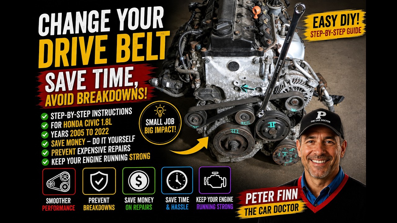 How to replace DRIVE BELT Honda Civic 1.8 years 2005 to 2022
