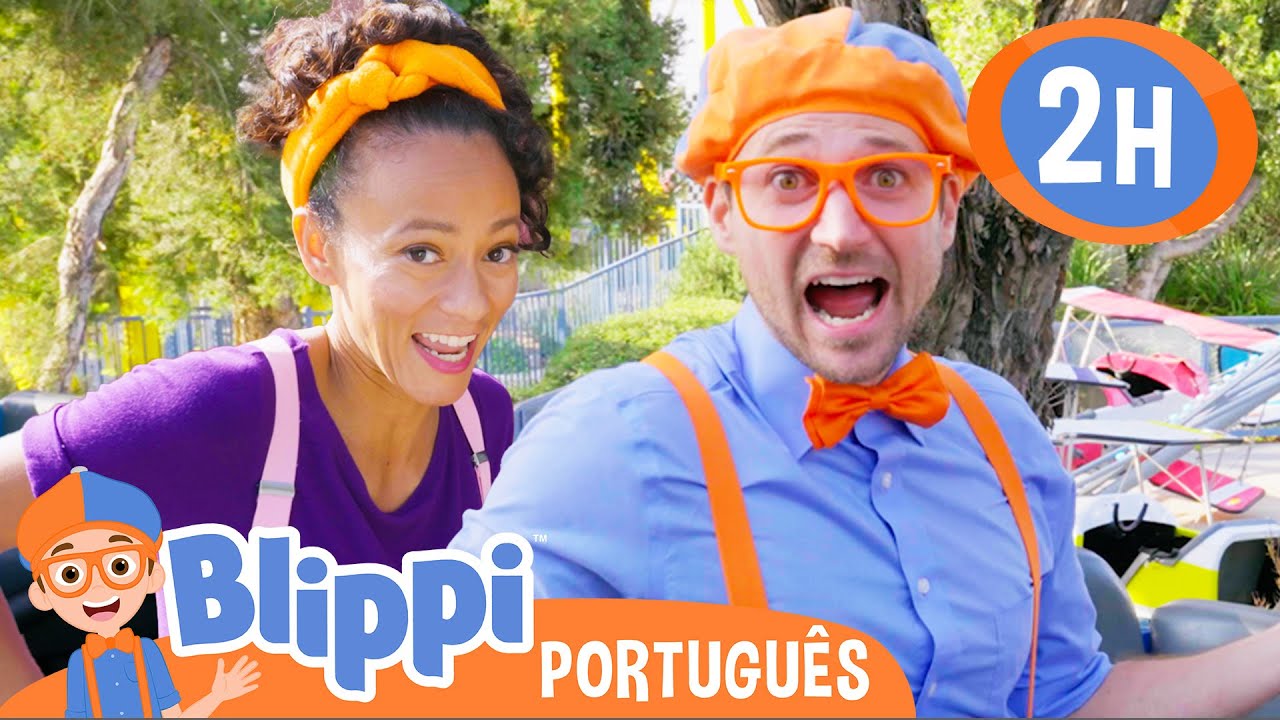 Blippi e Meekah Visitam um Parque Temático! 🟠 MARATONA DE BLIPPI E MEEKAH! 🟣 Vídeos Educativos
