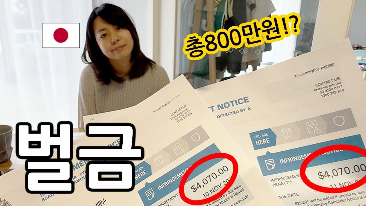 (호주한일부부) 와이프가 벌금 8천불 받아왔습니다.