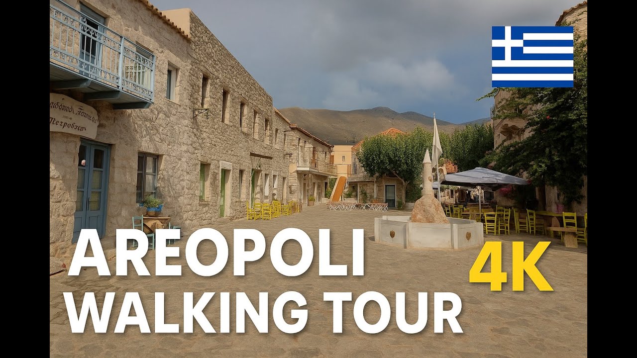 Areopoli Walking Tour 🇬🇷 | 4K UHD | Stone Village of Mani, Greece
