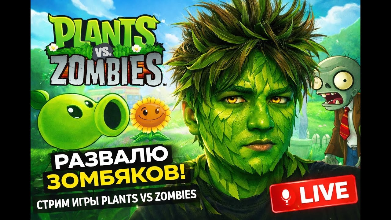 Я СТАЛ РАСТЕНИЕМ И УНИЧТОЖАЮ ЗОМБИ 🌱 | Plants vs Zombies LIVE