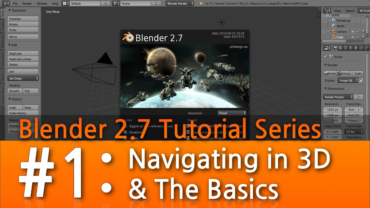 Урок Blender 2.7 №1: Навигация в 3D и основы #b3d