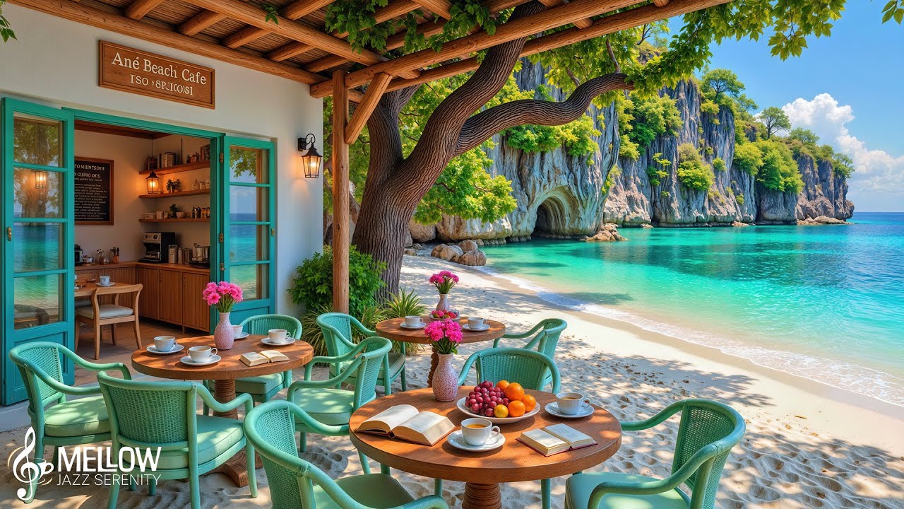 🌴 Morning Summer Ocean Jazz Café | Calm Ocean Ambience & Smooth Jazz for Relax & Focus, Coffee Time