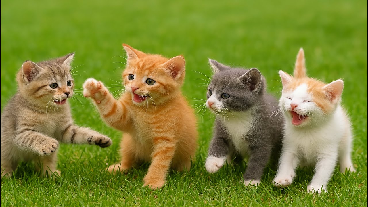 🐱 Playful Baby Kittens on the Grass 🐾 | Cute Meows & Relaxing Cat Video