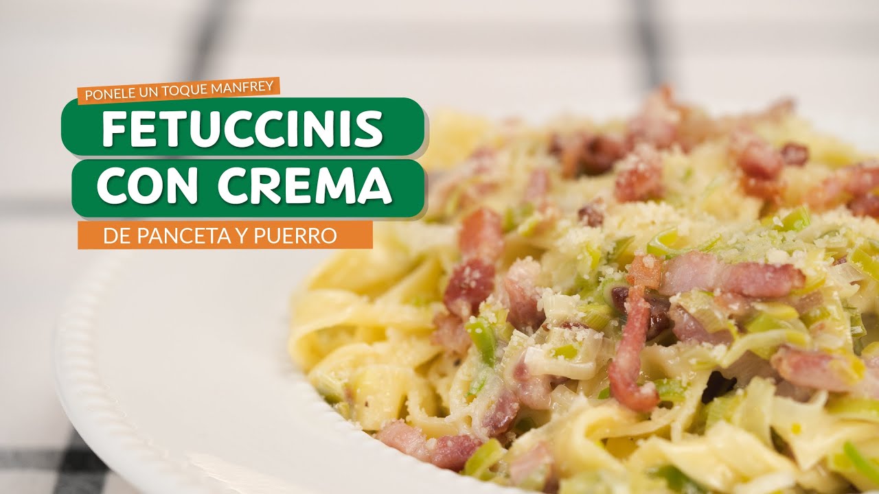 FETUCCINIS CASEROS CON CREMA DE PANCETA Y PUERRO | Receta con productos Manfrey 🍝🥓🧄