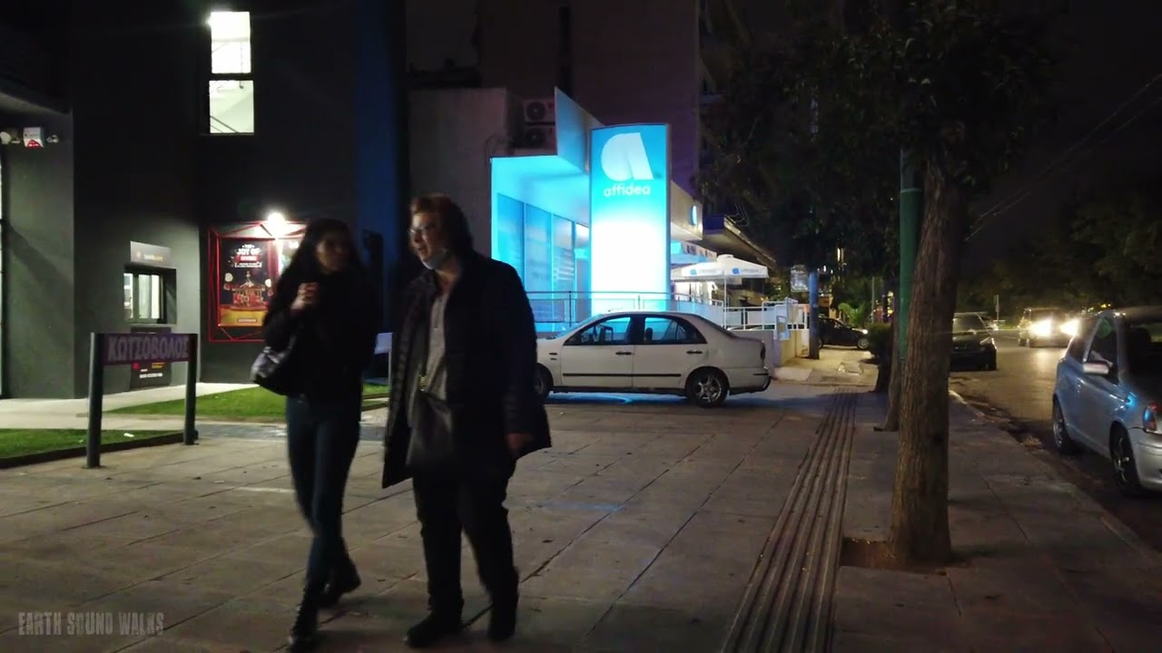 Kallithea night walk in Athens, Greece