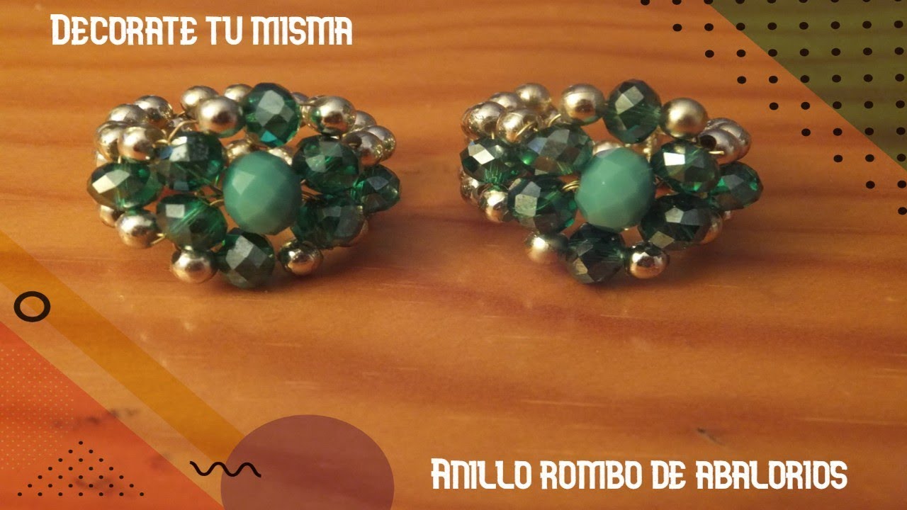 Anillo de abalorios verdes. Muy Fácil. Green beads ring. Very easy