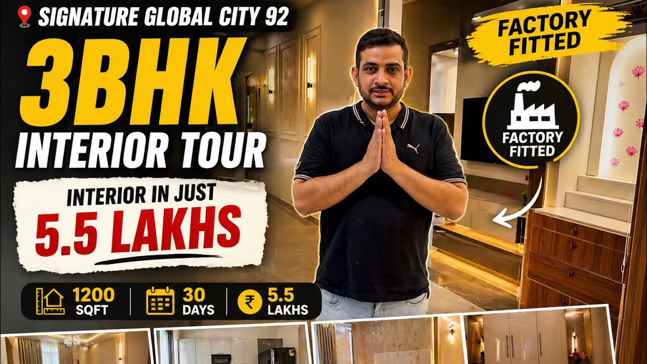 3BHK Interior Design Tour | Signature Global City Sector 92 | 1200 Sqft in ₹5.5 Lakhs