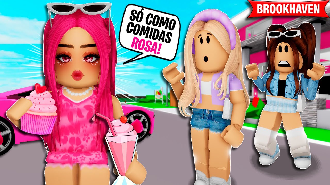 A MENINA que SÓ podia COMER COMIDA ROSA | Historinhas Brookhaven Roblox Bibi e Lud