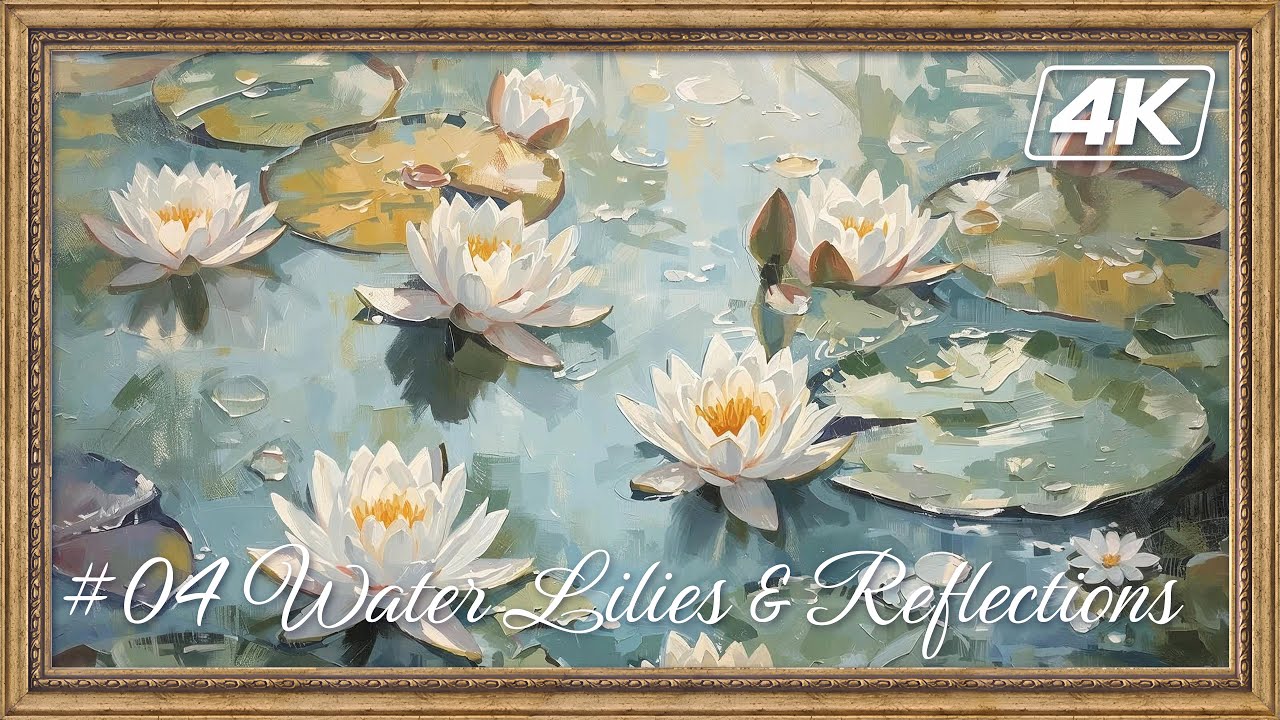 Timeless Florals #04 | Water Lilies & Reflections (Oil Painting) | 4K Art Wallpaper | 2 Hours