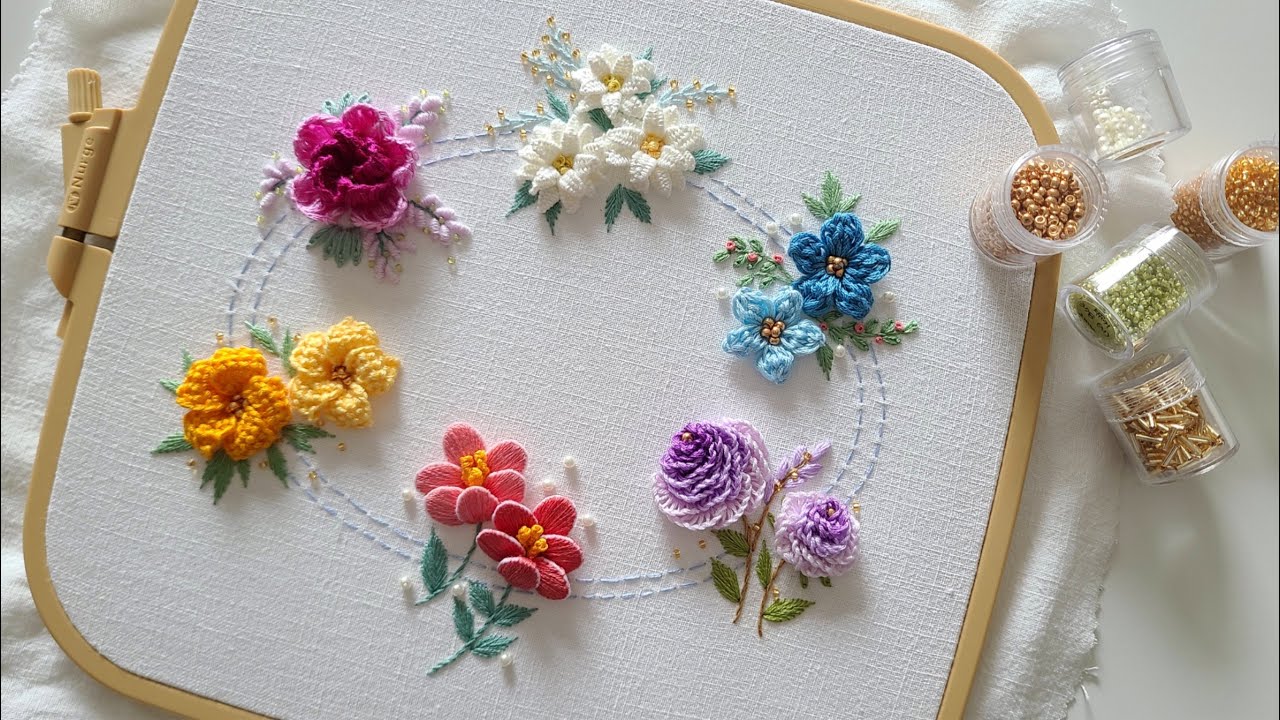 프랑스자수 ㅣ6 화사한 입체 꽃자수 6 Bright 3D flower embroidery