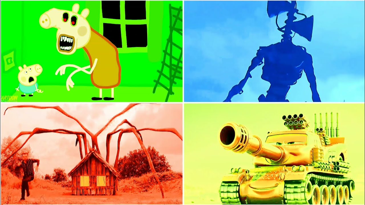 PEPPA PIG EXE 🆚 SCHOOL BUS EATER 🆚 HOUSE HEAD 🆚 MCQUEEN TANK - COFFIN DANCE SONG | TILES HOP #092