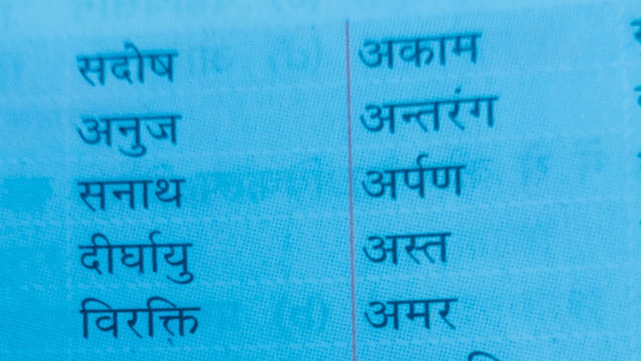 विलोम शब्द (Antonyms)
