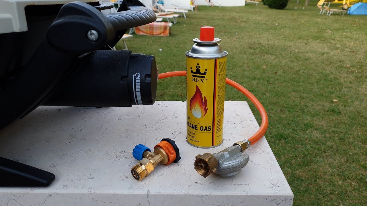 Gasadapter für Camping Flaschen am Grill