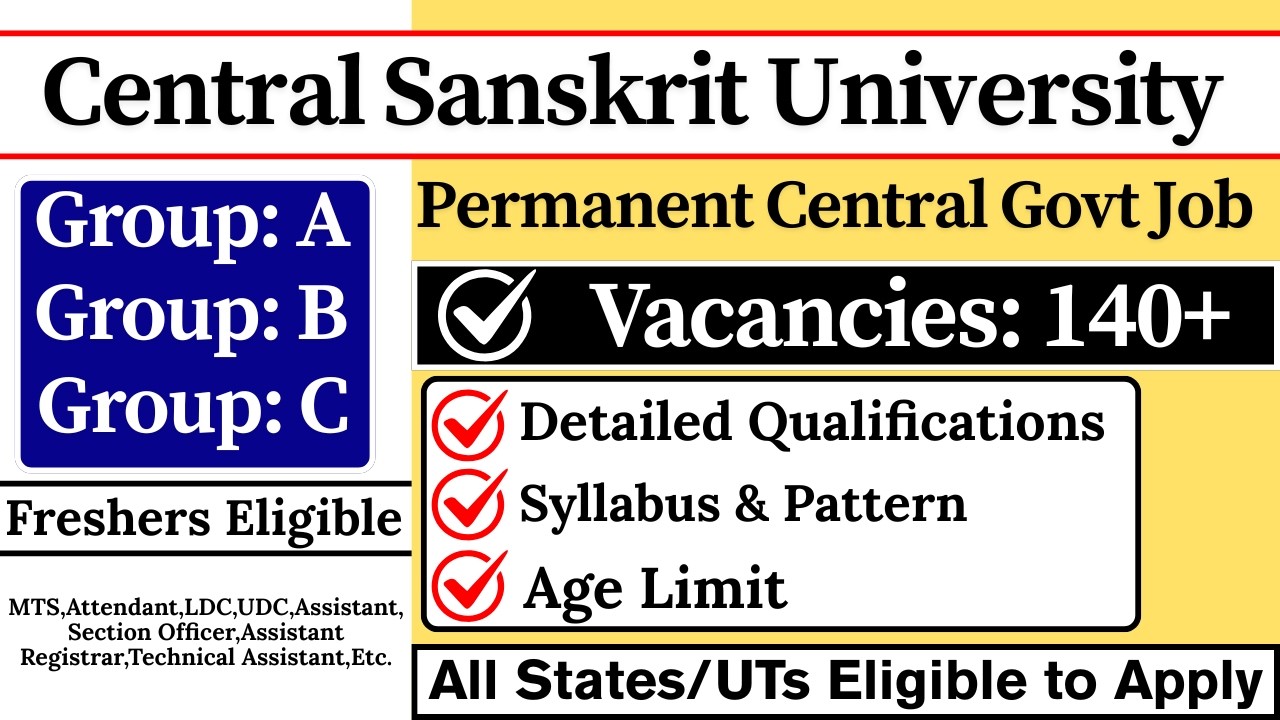 ✅ CSU Non Teaching Recruitment 2026 | 🎯 Central University Group: A, B & C Vacancy 2026 | 10th Pass