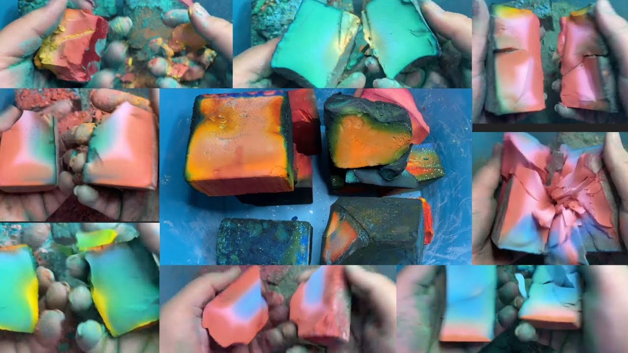 Love these kind of Multicolor Dyed Blocks 🫶🥰 | Dyed Chalk Crushing | @asmrcocobutta  | #asmr