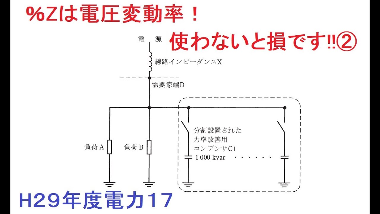 【やさしく解説 電験3電力】「パーセントインピーダンスは電圧変動率」は利用しないと損！②（H29年度電力問17）