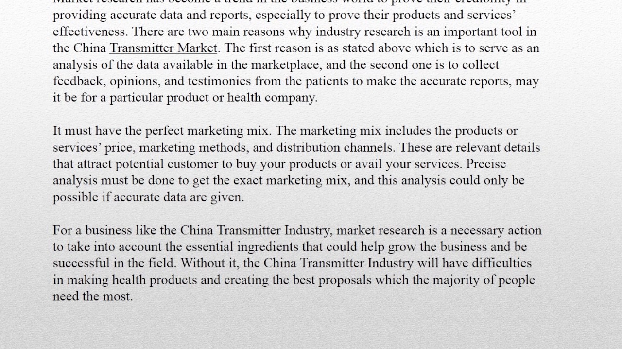 China Transmitter Industry Efficient Market Channels, Effective Workflow & China Analysis 2021