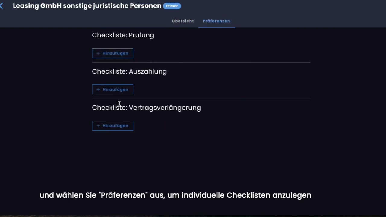 Anlegen Checklisten