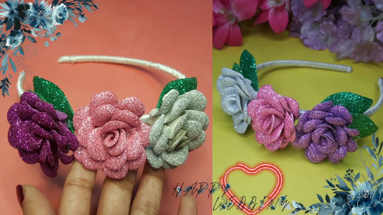 Flower girl hairband / Glitter foam sheet hairband idea / Glitter paper craft