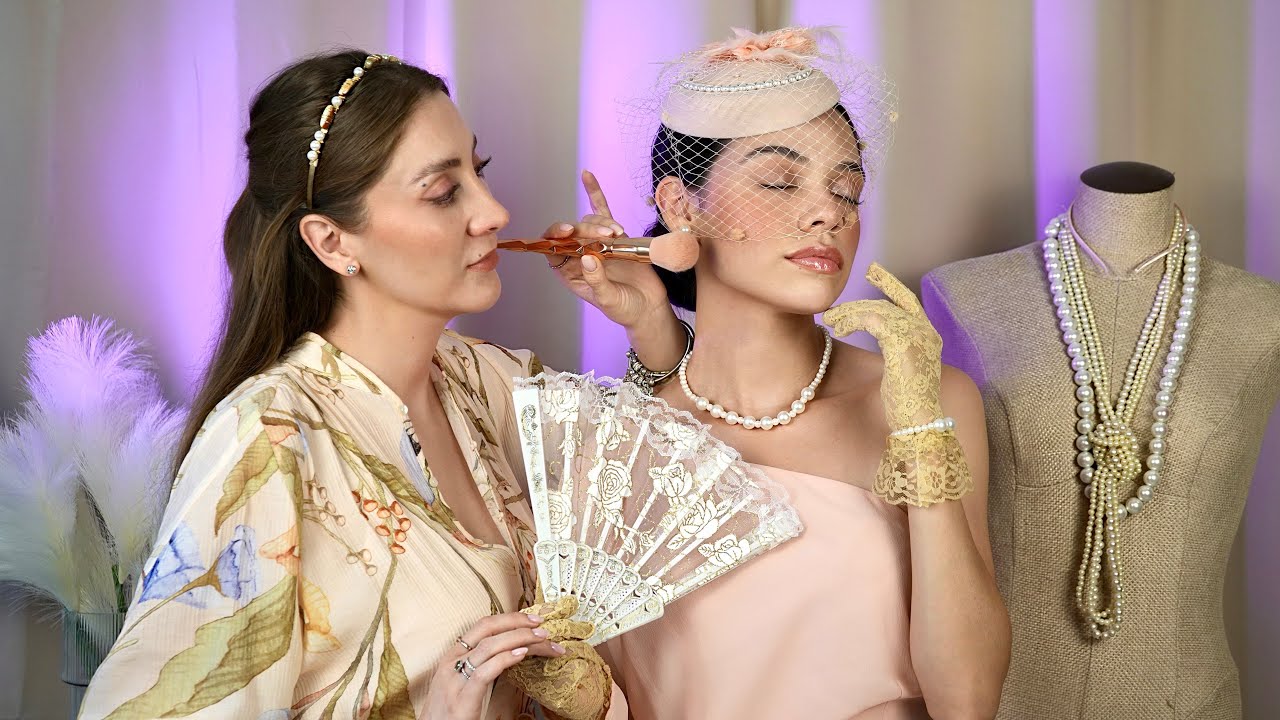 ASMR Elegant Vintage Styling | Hair & Makeup, Head Piece, Accessorizing, Perfectionist Final Touches