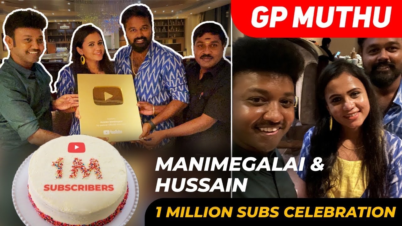 Manimegalai Hussain Gold Play Button Celebration🎂 |ஜிபி முத்து தந்த Surprise |ThenuViews
