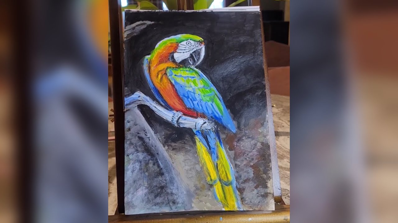 Catalina Macaw- Painting, Acrylics
