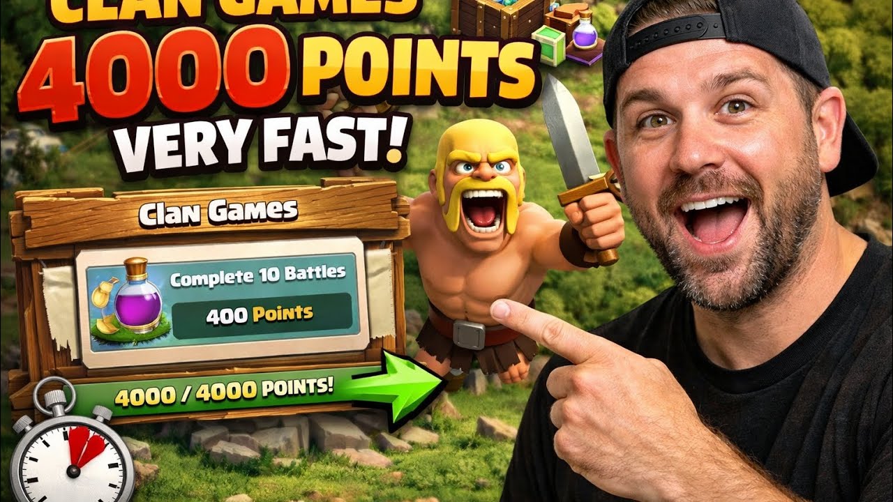 Clash of clans easy way to do 4000 points in clan games to get extra reward very easy :#coc#gaming