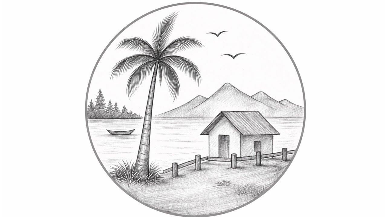 How to Draw Easy circle scensery 🏡🏡🏠