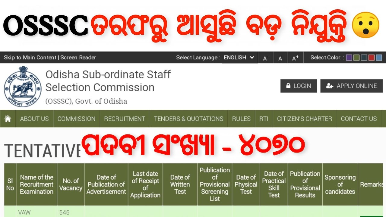 OSSSC Upcoming Big Vacancy 2022 😯 Total Post 4070
