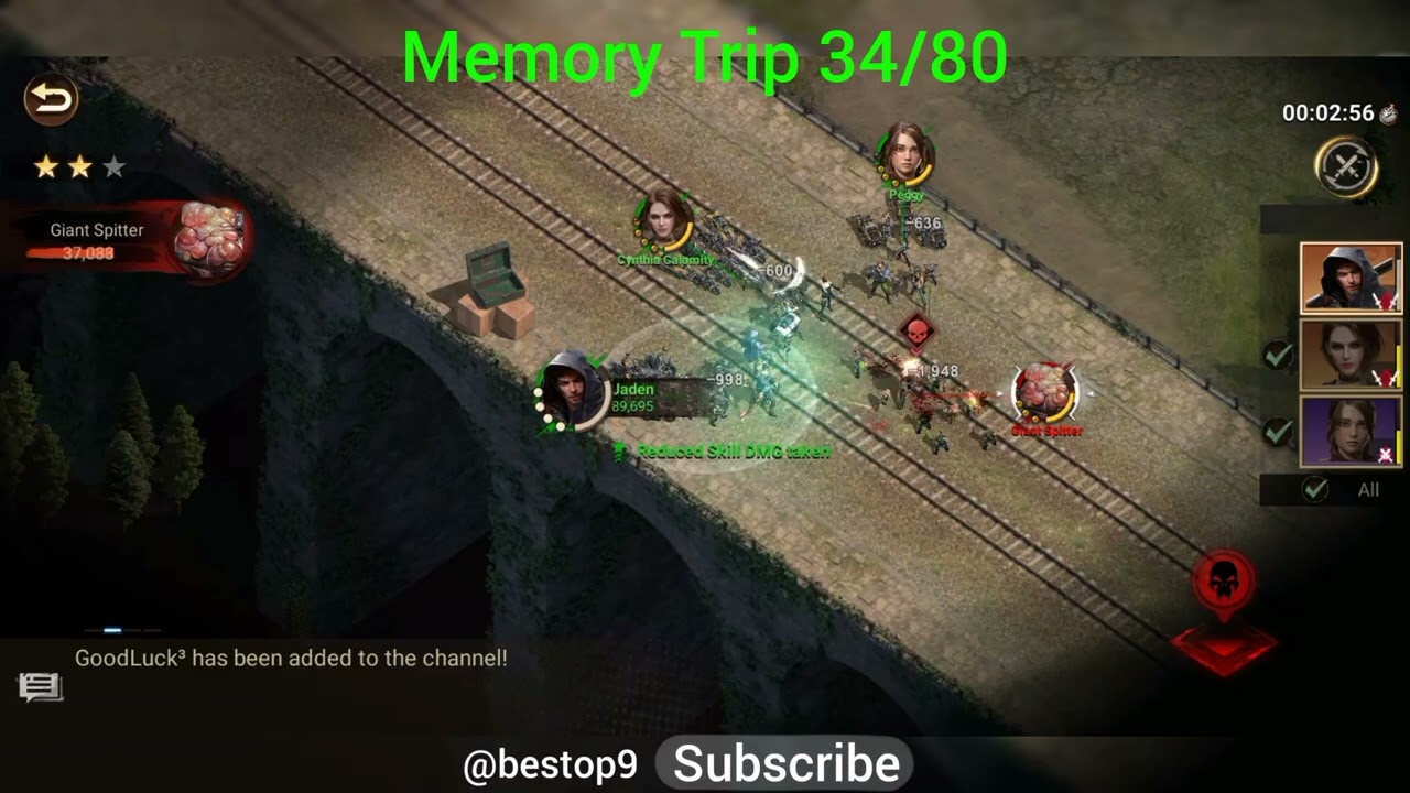 Memory Trip 34/80 doomsday last survivors how to complete. 1 to 80 available or coming in chanel