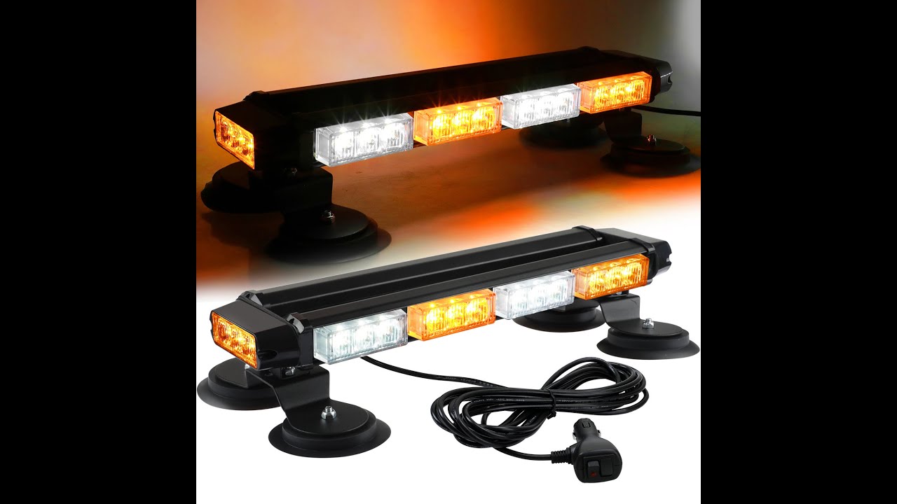 ASPL LED Strobe Flashing Light Bar, Emergency Warning Beacon Lights with Magnetic Base (Amber/White)