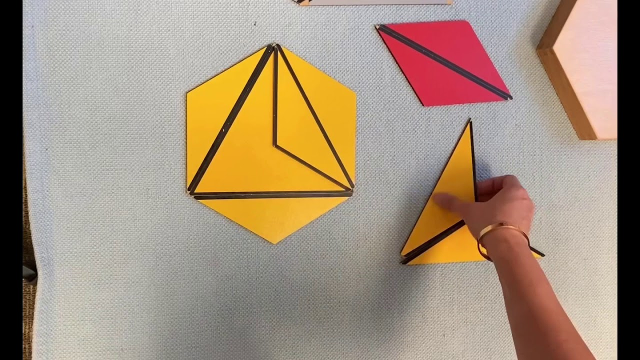 Constructive Triangle - Large Hexagonal Box. Montessori Sensorial Lesson