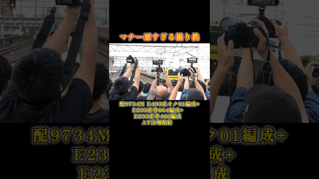【罵声大会】マナー悪すぎる撮り鉄 E233系青664編成+E233系青462編成 AT出場配給　#おすすめ#中央線#青梅線#E233系#E493系#配給輸送#罵声大会#鉄道系ショウくん#shorts