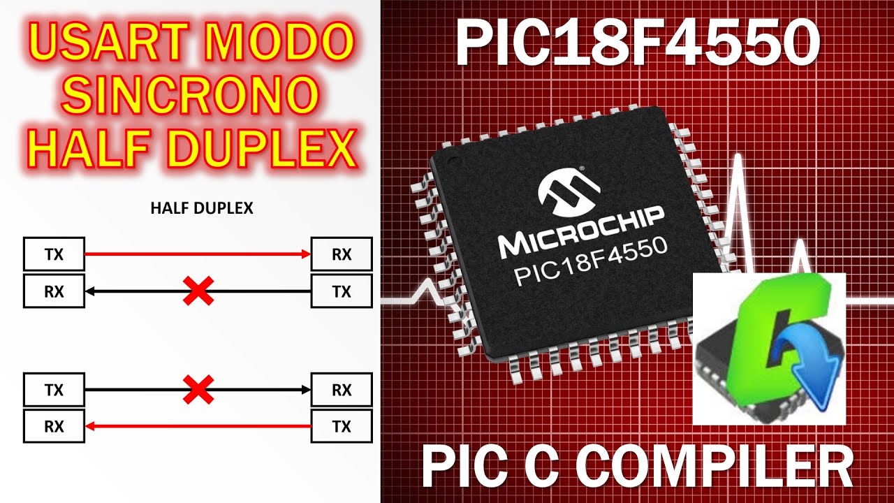 PIC18F4550 Módulo USART modo síncrono HALF DUPLEX  RS232 comunicación serie entre 2 PICS  PARTE 1