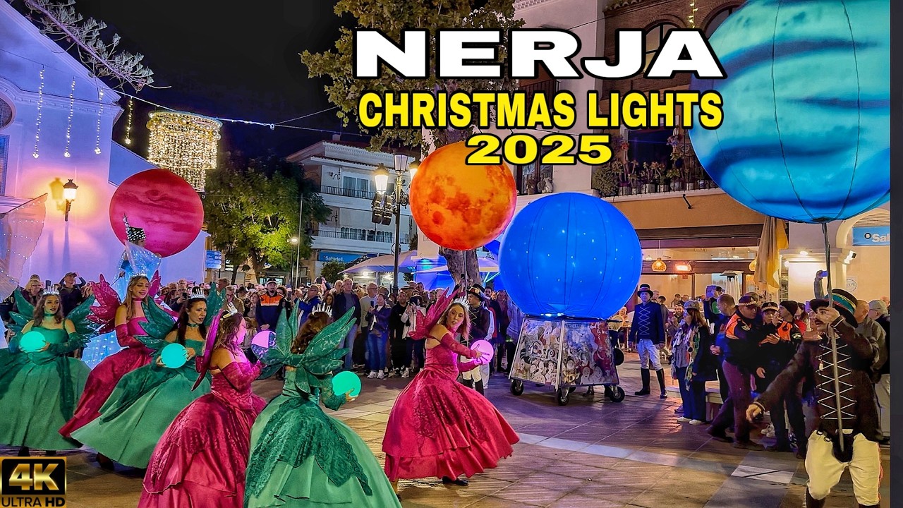 Nerja Spain Christmas lights 2025 🎄 Magical Streets & Bright Holiday | Costa del Sol 4k