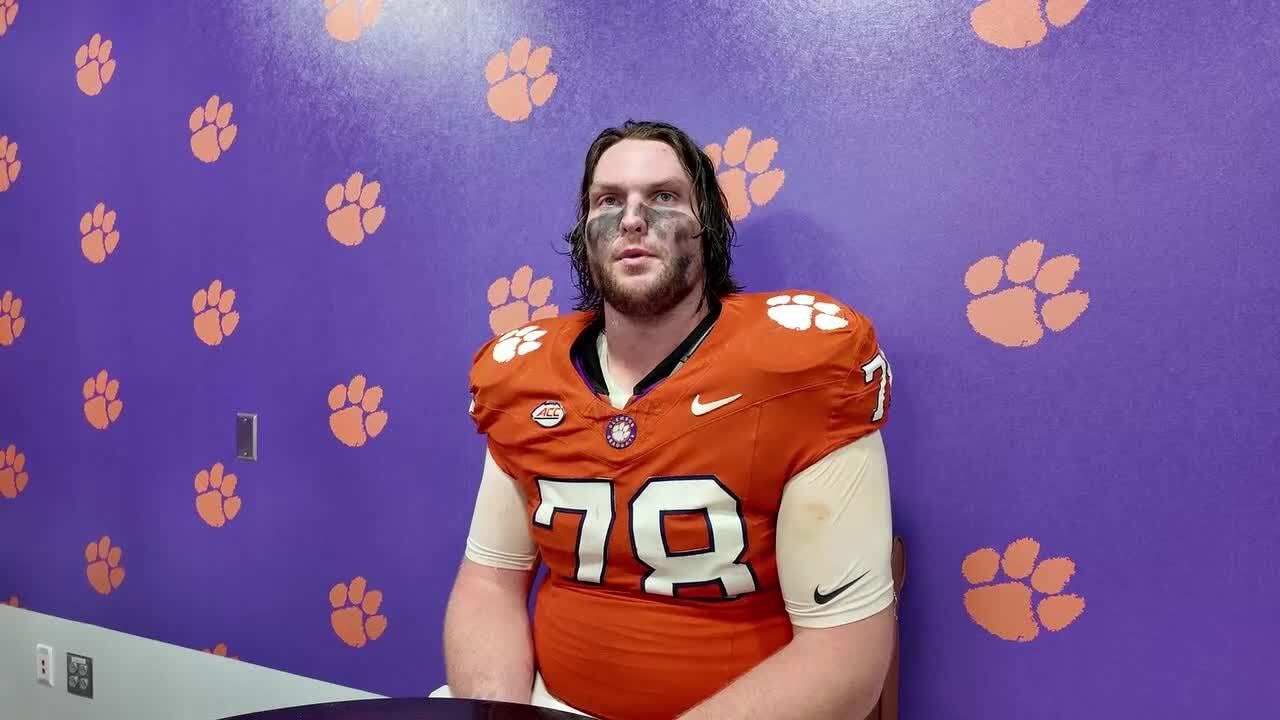 Clemson offensive tackle Blake Miller Post game interview after huge win over FSU