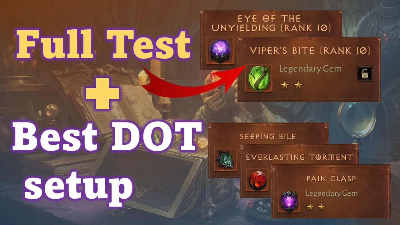 Viper's Bite & Eye of unyielding gem test | Best DOT gem setup | Diablo Immortal