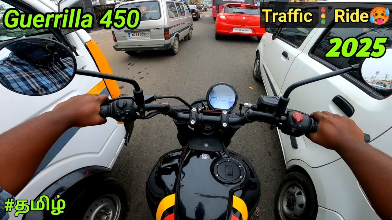 Traffic Ride🚦|New Guerrilla 450 🦍|Royal Enfield|2025 model||same himalayan 🥵 engine heat?🔥|in tamil.